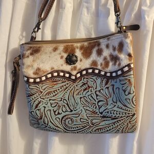 Myra Brown and Blue Patterned Women's Bag